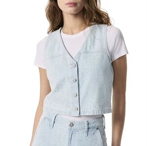 NWT RAG & BONE juliana tweed button-front vest in sky blue tweed